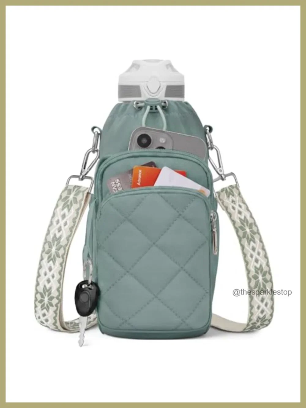 Insulated Water Bottle Bag Crossbody Holder for 20-40oz Tumblers Nylon Sling